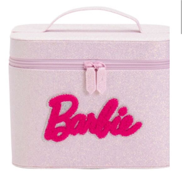 Barbie Pink Glitter Large Vanity Case w/Mirror - Picture 2 of 13